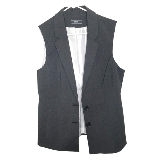 Suzy Shier Gray Sleeveless Blazer Vest Men's Size M – Tailored Career Chic - Picture 2 of 10